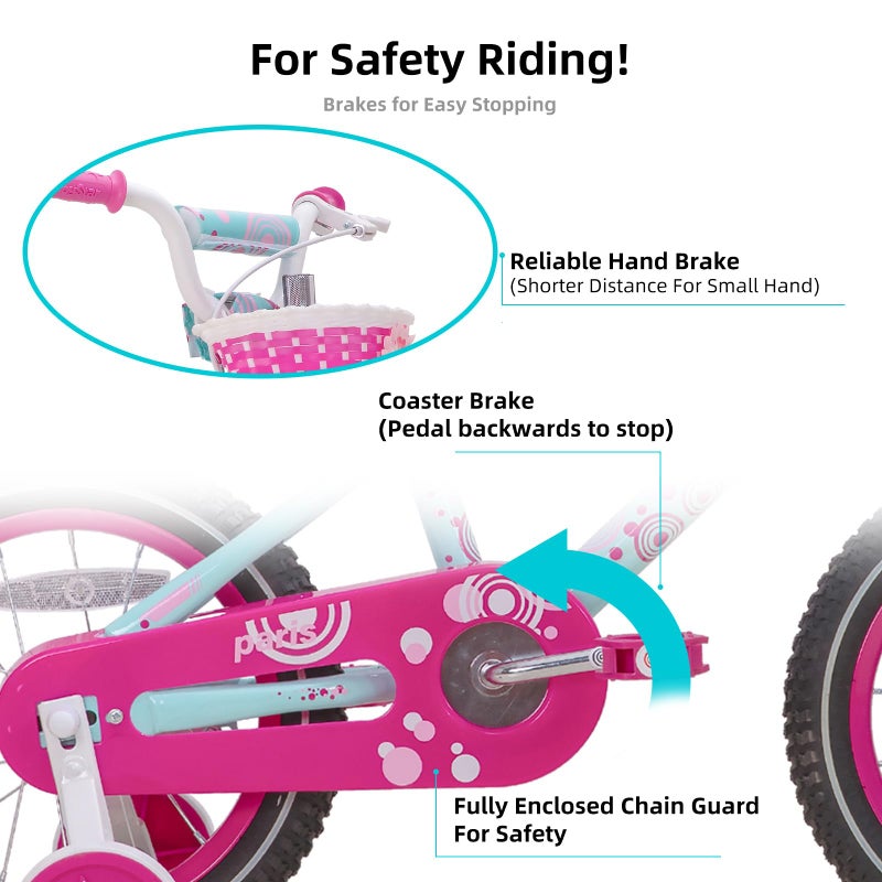 JOYSTAR 14 Inch Girls Bike for 3-5 Years Old Kids Toddler Bike with Training Wheels and Handbrake for Early Rider Birthday Gift Kids' Bicycles Blue - Image 3